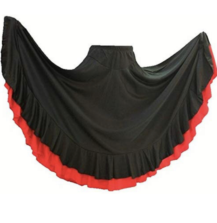 Falda de baile negra volante rojo (niña) - Dos lunas | Moda Flamenca y